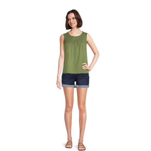 TIME and TRU Womens Sleeveless Smock Top Size Medium 8-10 Green Chili New - Picture 5 of 8